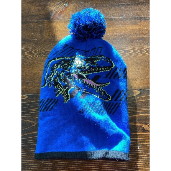 Jurassic World Kids Knit Winter Beanie Hat Blue Dinosaur One Size - Picture 1 of 5